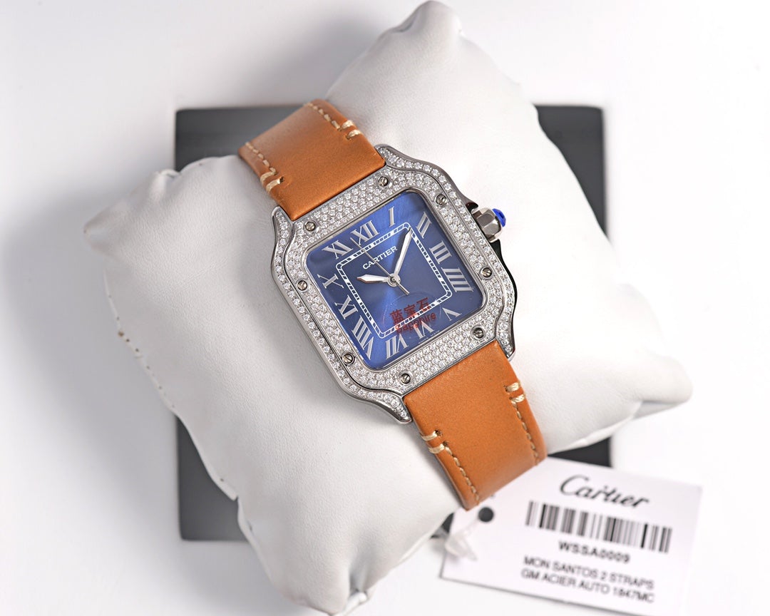 SANTOS LADY 35MM QUARTZ STEEL CASE LEATHER