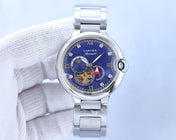 BALLON BLEU 36MM OPEN HEART PINK DIAMOND NUMERALS STEEL STRAP