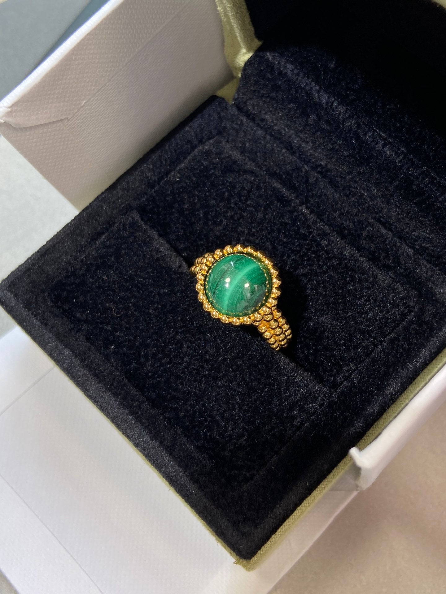 COULEURS MALACHITE PINK GOLD RING