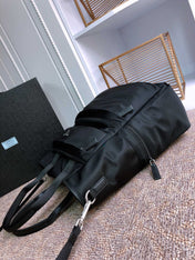 TOTE BAG 38 IN BLACK RE-NYLON AND SAFFIANO LEATHER TRIM