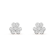 CLOVER COMOS SILVER DIAMOND EARRINGS