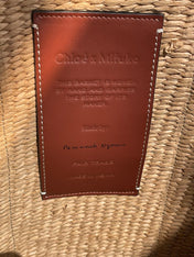 LAGRE WOODY TOTE BAG 48 IN NATURAL FIBERS BROWN WEBBING AND CALFSKIN