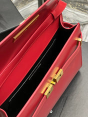 MAHATTAN IN BOX 29 RED CALFSKIN GOLD HARDWARE