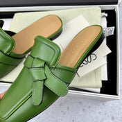 LW GATE BELTED MULE GREEN CALFSKIN