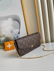 FÉLICIE POCHETTE 21 IN BROWN MONOGRAM CANVAS GOLD HARDWARE