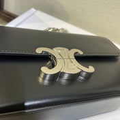 CHAIN EMBOSSED ARMPIT BAG 20 IN BLACK CALFSKIN SILVER HARDWARE