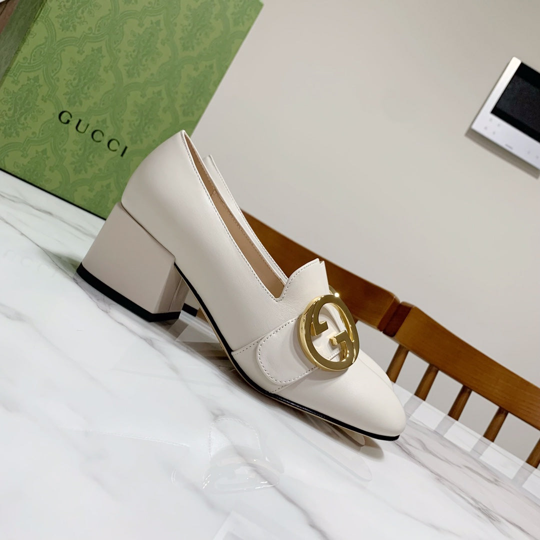 GUCCI 26S BLONDIE HIGH HEELS 55 MM IN WHITE CALFSKIN