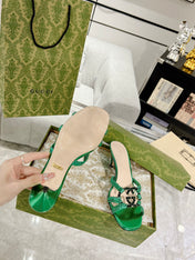 GG CRYSTAL MID - HEEL JADE GREEN CALFSKIN