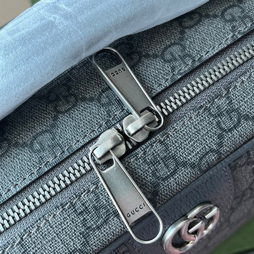 OPHIDIA SHOULDER BAG 36 IN DARK GREY GG CALFSKIN