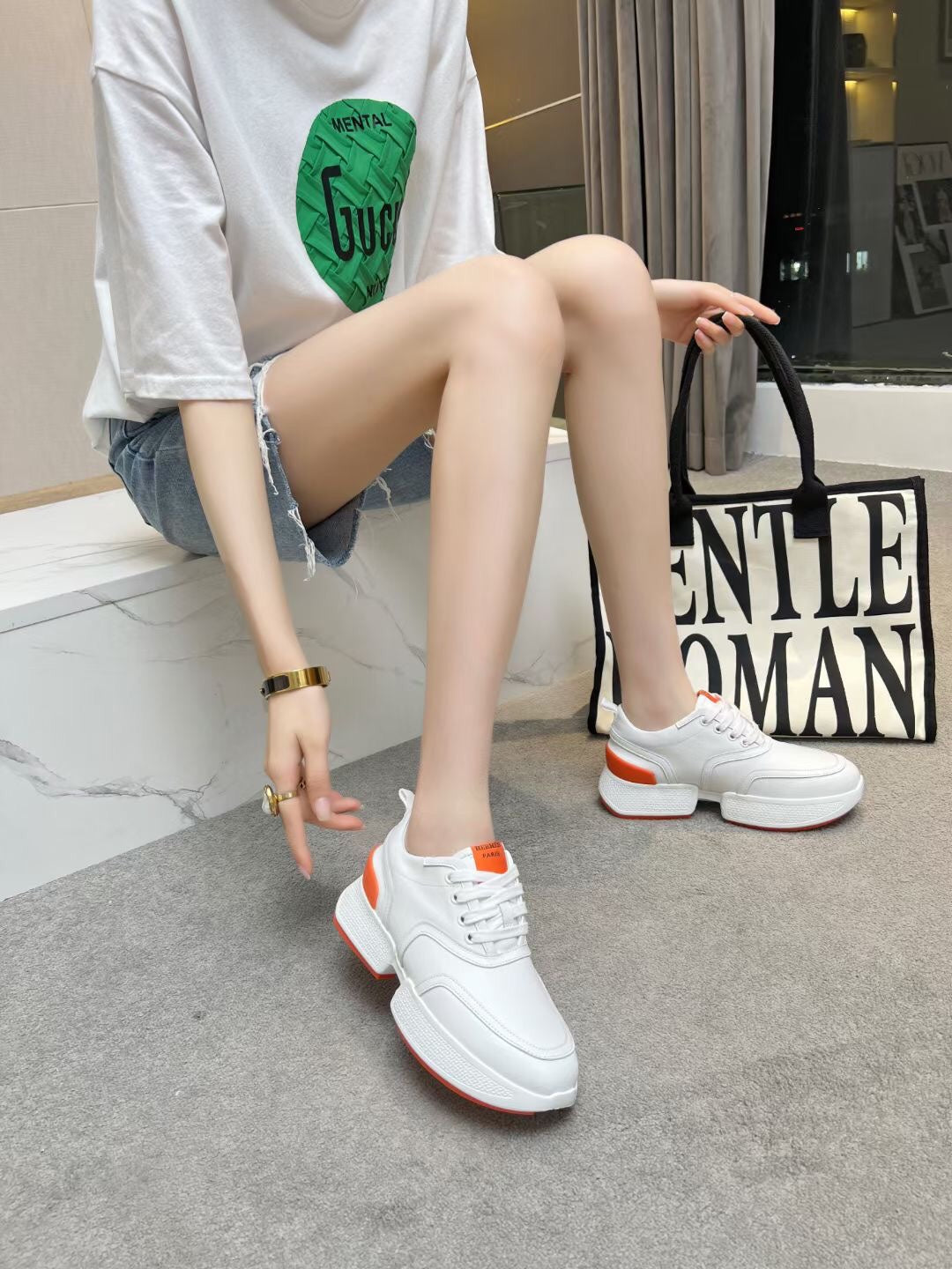 GIGA SNEAKER ORANGE MIX WHITE CALFSKIN