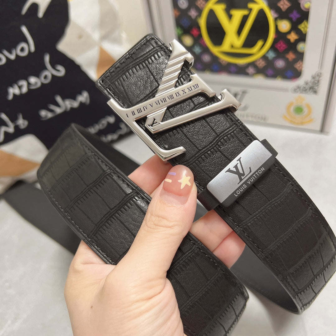 LV 25S BELT 38 MM IN BLACK CALFSKIN 593269