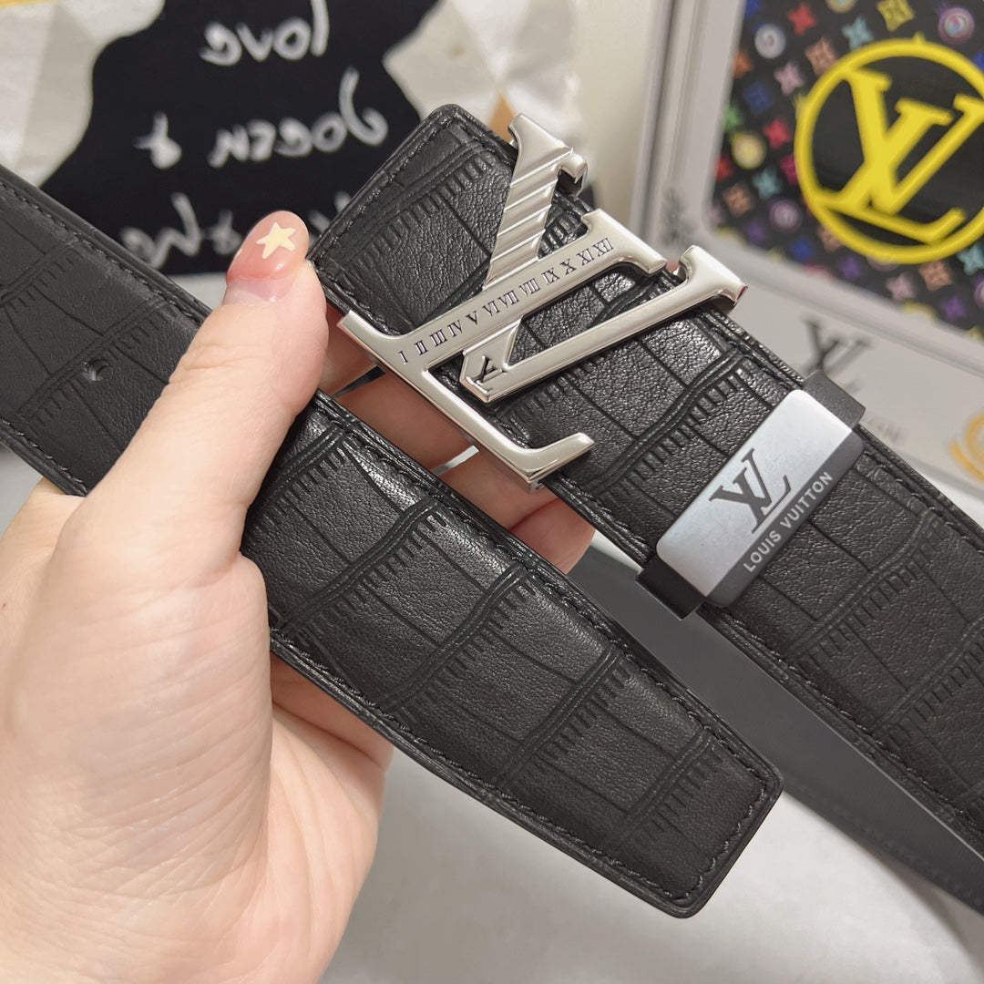 LV 25S BELT 38 MM IN BLACK CALFSKIN 593269
