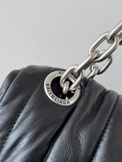 MONACO BAG 43 IN BLACK QUILTED THIN CALFSKIN SILVER HARDWARE