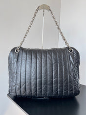 MONACO BAG 43 IN BLACK QUILTED THIN CALFSKIN SILVER HARDWARE