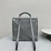 LEGER BACKPACK 37 IN GRAY GOYARDINE CANVAS WITH CALFSKIN TRIM