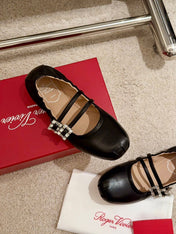 MARY JANES WITH TWO STRAPS IN BLACK SOFT LAMBSKIN