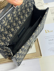 MONTAIGNE EAST-WEST BAG 24 IN BLACK LAMBSKIN AND MONOGRAM OBLIQUE JACQUARD