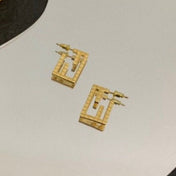 FF BAGUETTE MOTIF SHAPED GOLD EARRINGS