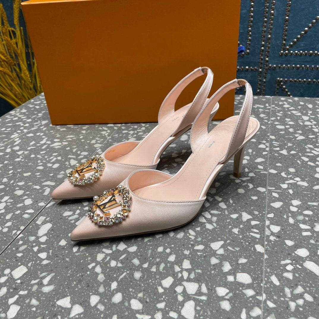 LV MET SLINGBACK PUMP BEIGE