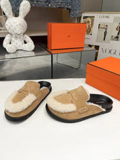 G0 MULE BEIGE SUEDE SHEARLING