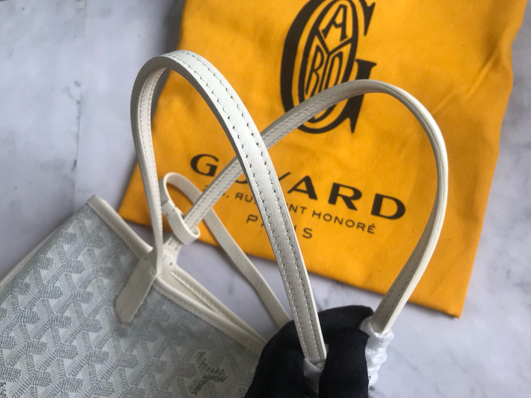 ANJOU MINI BAG 20 IN MILKY WHITE GOYARDINE CANVAS AND CALFSKIN