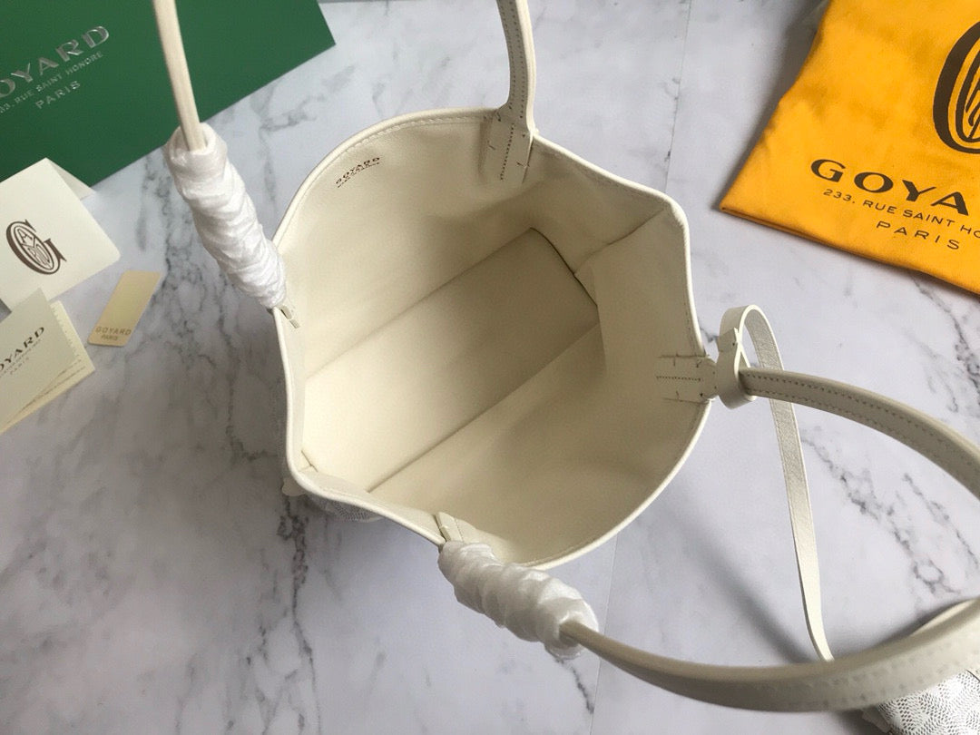 ANJOU MINI BAG 20 IN MILKY WHITE GOYARDINE CANVAS AND CALFSKIN