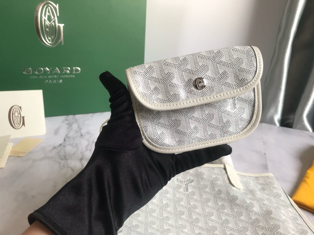 ANJOU MINI BAG 20 IN MILKY WHITE GOYARDINE CANVAS AND CALFSKIN