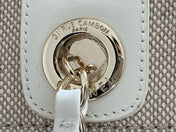 SHOPPING BAG 38 IN BEIGE AND WHITE CANVAS