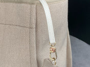 SHOPPING BAG 38 IN BEIGE AND WHITE CANVAS