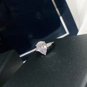 PROMISE PEAR SHAPE SILVER DIAMOND ENGAGEMENT RING