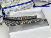 DIOR 25S 30 MONTAIGNE AVENUE POUCH WITH FLAP 30 IN BLUE DIOR OBLIQUE JACQUARD