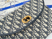 DIOR 25S 30 MONTAIGNE AVENUE POUCH WITH FLAP 30 IN BLUE DIOR OBLIQUE JACQUARD