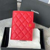 CHANEL 25S MULTI PURPOSE PASSPORT WALLET 15 IN VIVID RED CALFSKIN GOLD HARDWARE