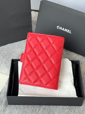 CHANEL 25S MULTI PURPOSE PASSPORT WALLET 15 IN VIVID RED CALFSKIN GOLD HARDWARE