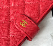 CHANEL 25S MULTI PURPOSE PASSPORT WALLET 15 IN VIVID RED CALFSKIN GOLD HARDWARE