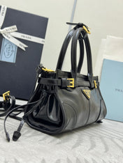 PRADA 25S BONNIE MINI HANDBAG 23 IN BLACK CALFSKIN GOLD HARDWRE