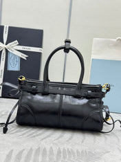 PRADA 25S BONNIE MINI HANDBAG 23 IN BLACK CALFSKIN GOLD HARDWRE