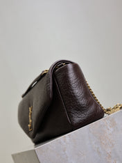 YSL 25S CALYPSO 30 IN DARK CHOCOLATE GRAINED CALFSKIN GOLD HARDWARE