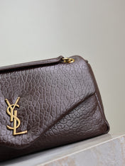 YSL 25S CALYPSO 30 IN DARK CHOCOLATE GRAINED CALFSKIN GOLD HARDWARE