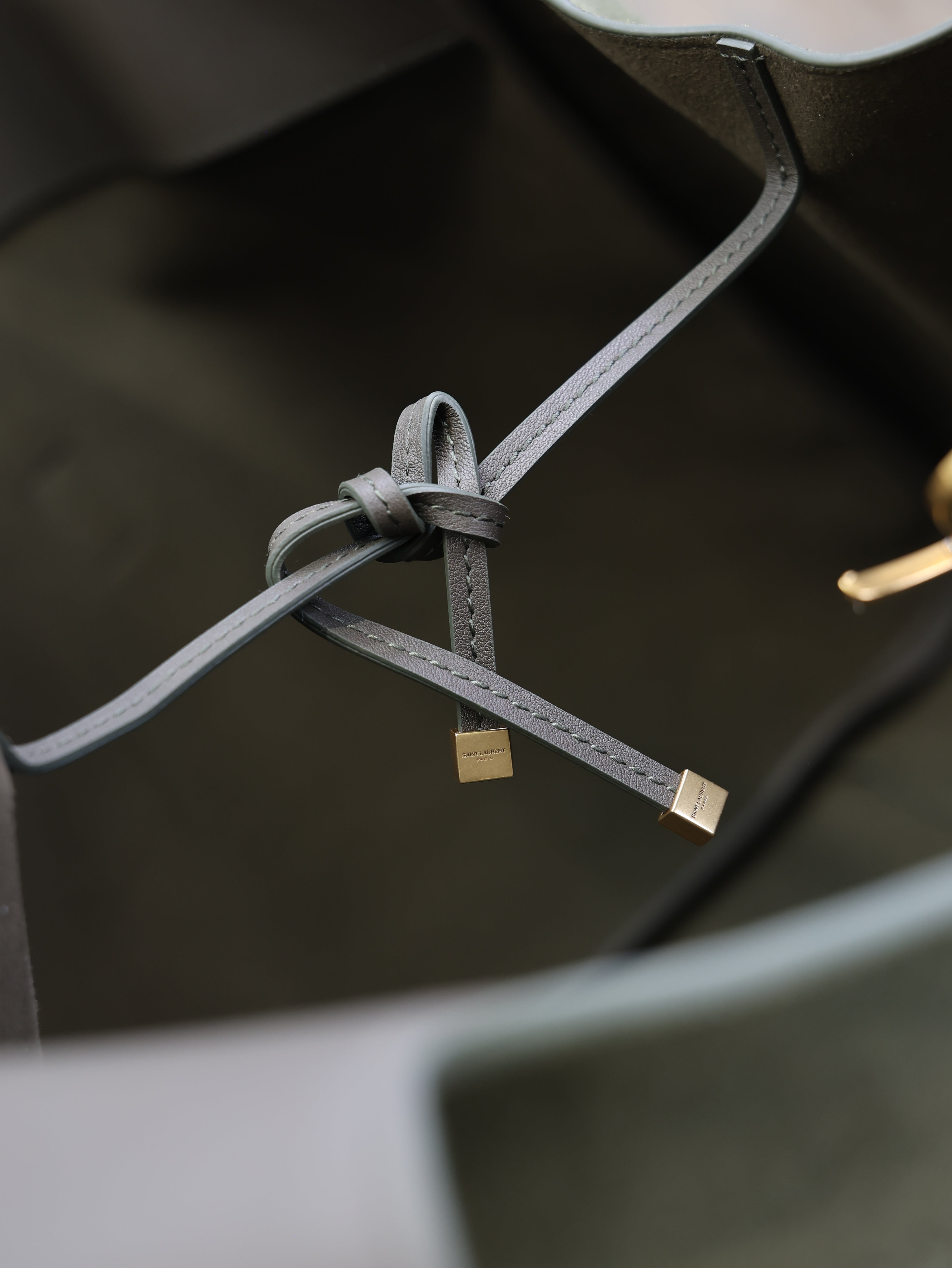 YSL 25S LE 5 À 7 BEA 50 IN DARK OLIVE SUEDE GOLD HARDWRE