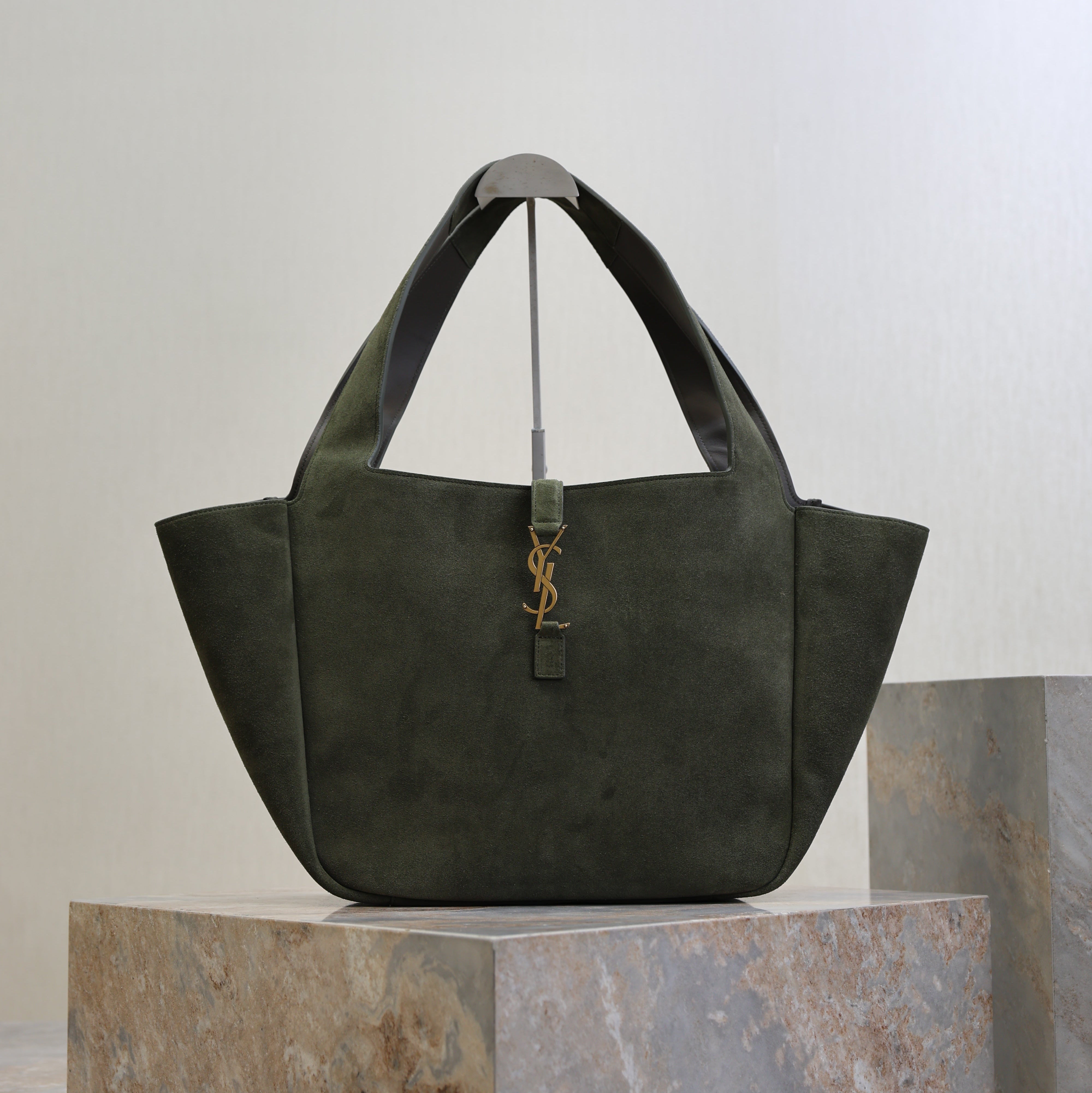 YSL 25S LE 5 À 7 BEA 50 IN DARK OLIVE SUEDE GOLD HARDWRE