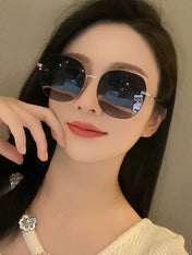 OVERSIZED ROUND FRAME SUNGLASSES G4639 IN METAL