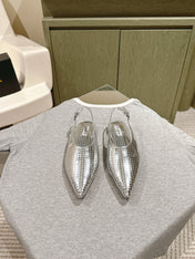 ALAIA SLINGBACK 25S IN SILVER PATENT LEATHER