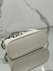 TOTE BAG WITH BELT 32 IN WHITE IMPORTED CALFSKIN