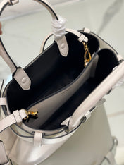 TOTE BAG WITH BELT 32 IN WHITE IMPORTED CALFSKIN