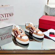 VALENTINO 25S GARAVANI VL7N SNEAKERS IN WHITE MIX LIGHT ORANGE LAMBSKIN