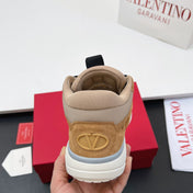 VALENTINO 25S RUNBOOT SNEAKERS IN BROWN MIX BLACK LAMBSKIN
