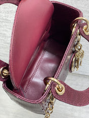 MINI 17 LADY BAG IN PLUM PURPLE SNAKESKIN PATTERN LAMBSKIN