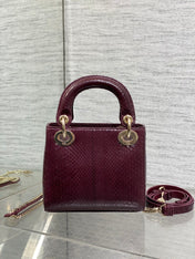 MINI 17 LADY BAG IN PLUM PURPLE SNAKESKIN PATTERN LAMBSKIN