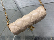 DIOR 25S DIOR TALK PHONE POUCH 18 IN LIGHT IVORY CANNAGE LAMBSKIN